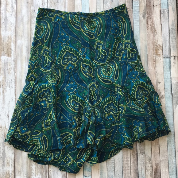 Paisley Print A Line Silhouette Asymmetrical Skirt - Picture 2 of 3